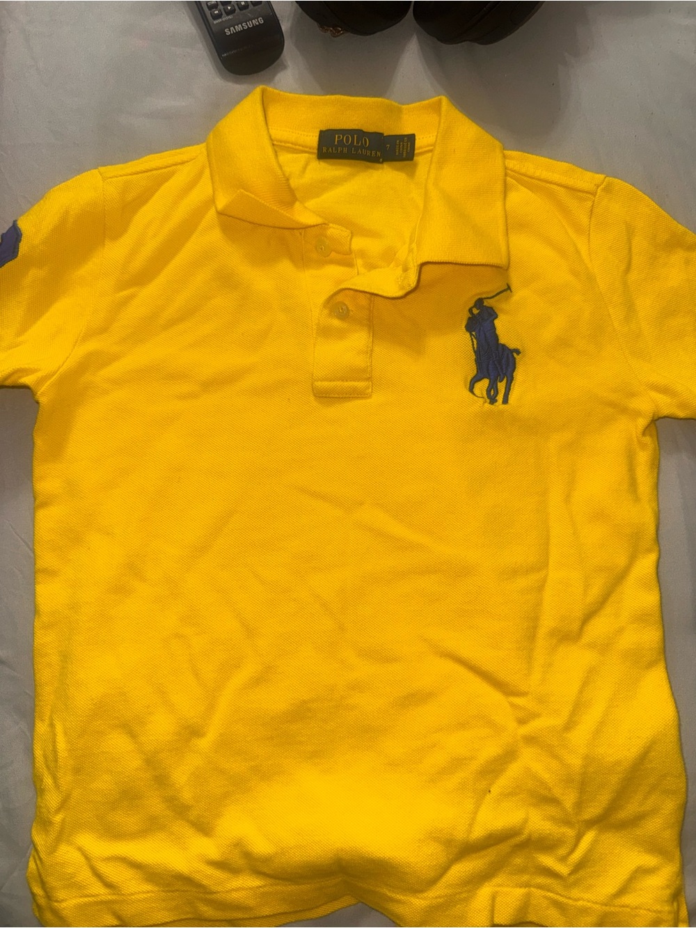 Ralph Lauren Yellow Polo with Navy Pony Embroidery